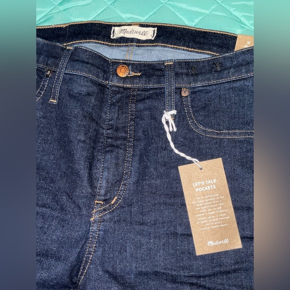 Madewell Jeans Denim Cali Demi Boot Cut Lucille Wash Dark Blue Solid Navy Cotton - Picture 4 of 14